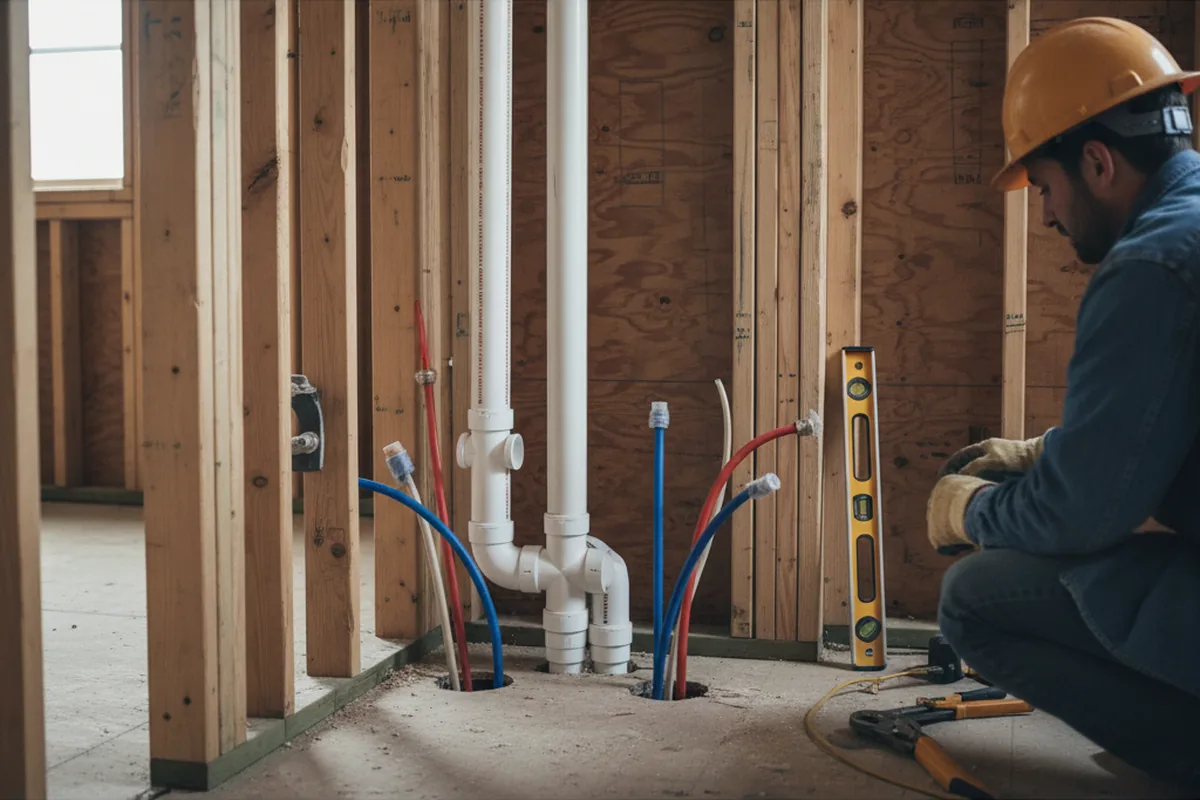 Drain and supply rough-in during Sump Pump Repair in Newport Coast